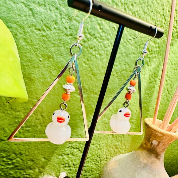 Jewelry - Duck Charm Triangle Earrings